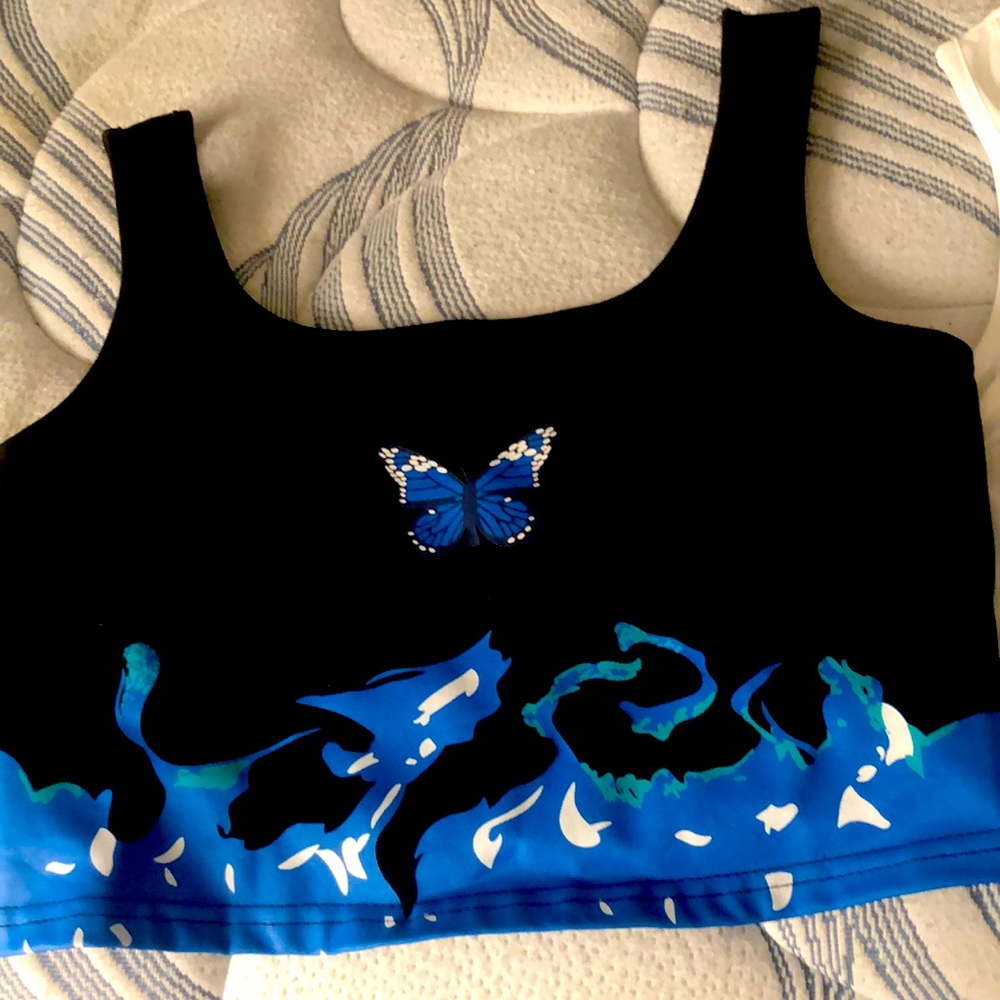 Fashion nova blue butterfly top